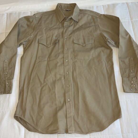 Carhartt Canvas Western Pearl Snaps Button Up Work Shirt Tan Brown - Picture 2 of 5